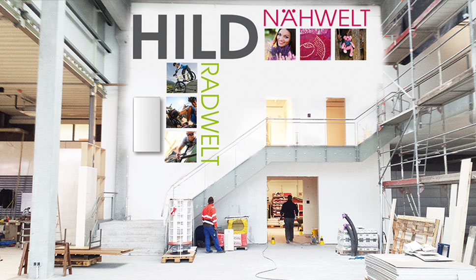 Illumination der Wandgestaltung  im Laden der HILD RADWELT